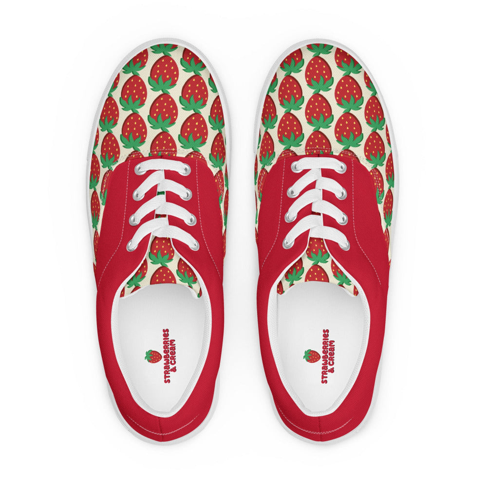 Strawberries And Cream Womens Canvas Sneakers - https://ascensionemporium.net